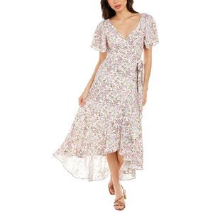 Celina Moon Womens Ruffle Wrap Dress, White